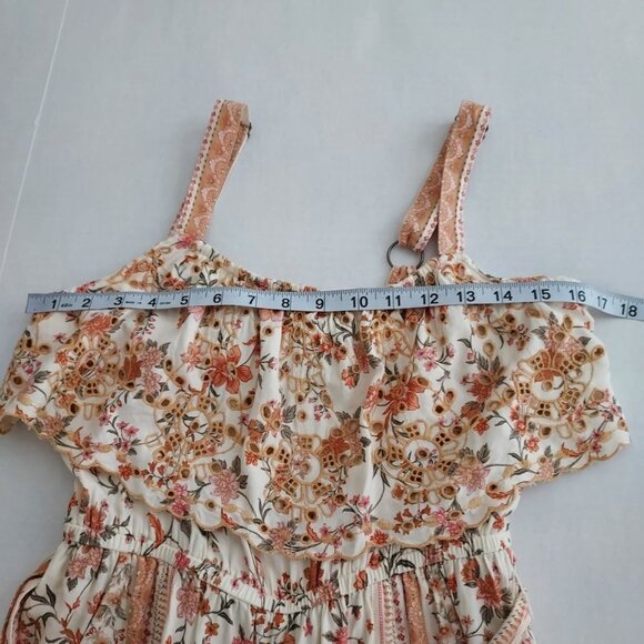 American Eagle Floral Print Embroidered Cropped Jumpsuit - Picture 8 of 13